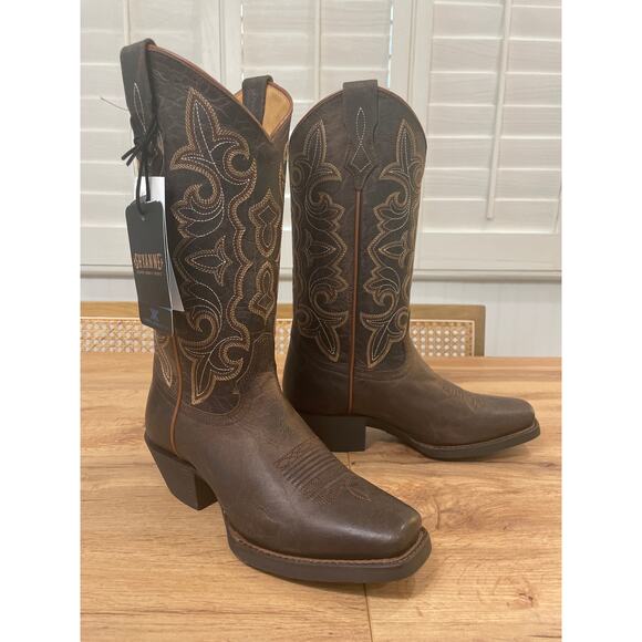 Shyanne Women's Jesse Performance Western Boots Brown Leather 8 NWT Square Toe - Picture 2 of 16